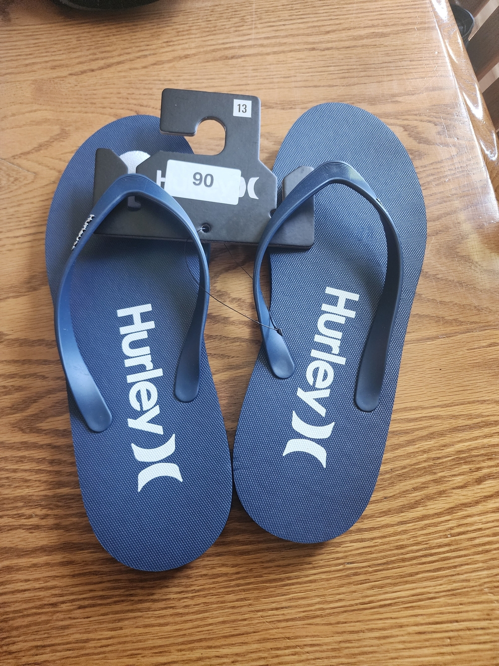 Hurley Navy Blue Textured Flip Flops with White Logo